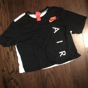 Nike Air Black and White Cropped Tee Womens M